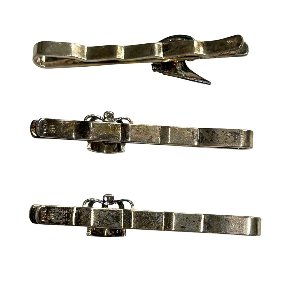Hermann Siersbol 925S Sterling‎ Silver Tie Bar Lot Viking Longship Crown Denmark